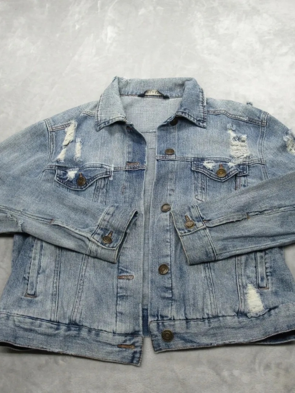Vanilla Star Light Blue Distressed Denim Jacket